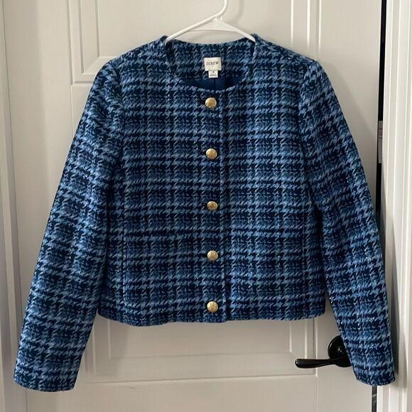 J. Crew Factory Jackets & Blazers - J. Crew Factory Blue Plaid Cropped Jacket